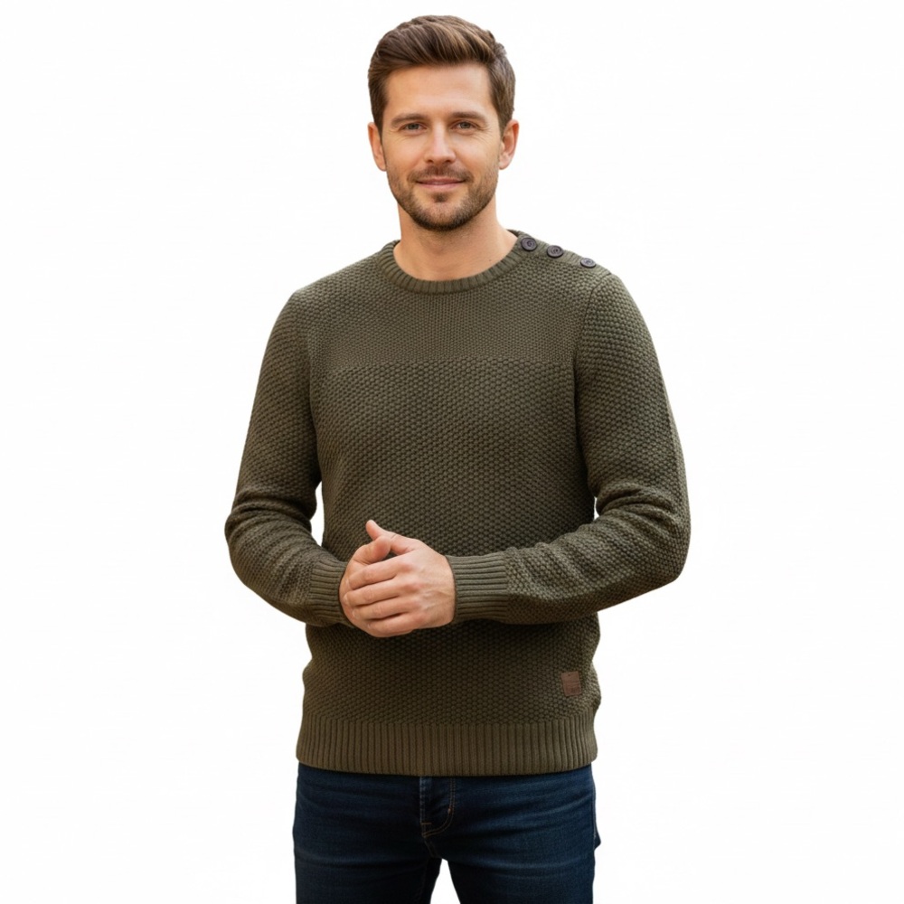 Lindbergh Men' Medium Olive Green Comfortable Semi Casual Sweater Workwear